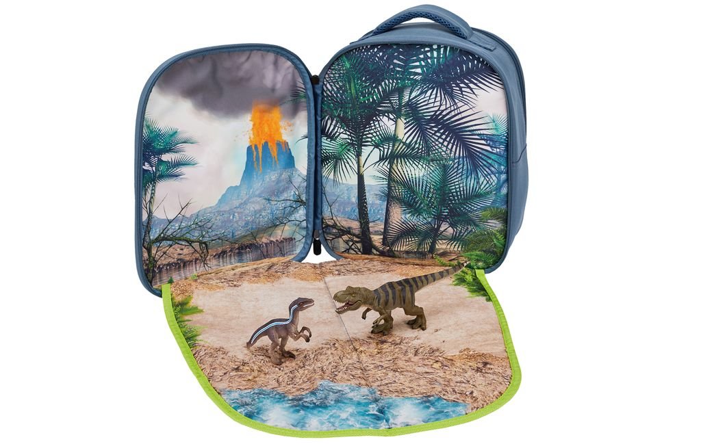 Mochila Dinosaurios 3D Junior con 2 figuras  (T-Rex y Velociraptor)