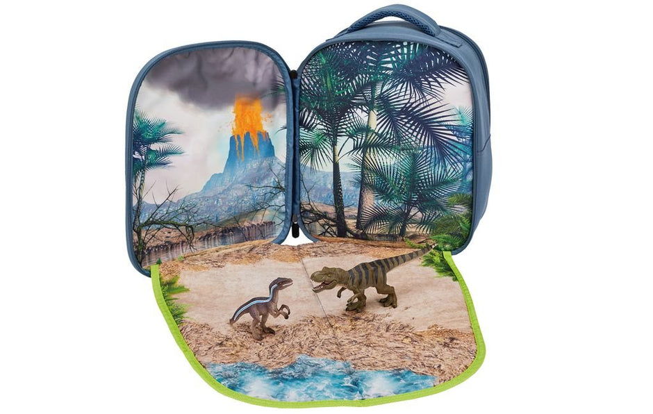 Mochila Dinosaurios 3D Junior con 2 figuras  (T-Rex y Velociraptor)