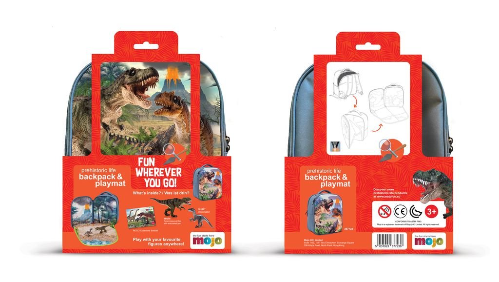 Mochila Dinosaurios 3D Junior con 2 figuras  (T-Rex y Velociraptor)