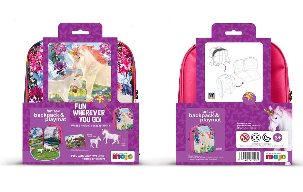 Mochila Unicornios 3D con 2 figuras (Unicornio y Unicornio Baby)