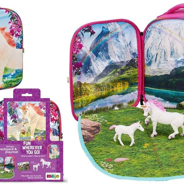 Mochila Unicornios 3D con 2 figuras y folleto de coleccionista (Unicornio y Unicornio Baby)