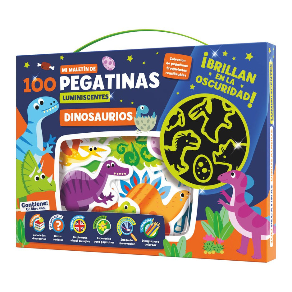 MALETIN 100 PEGATINAS LUMINISCENTES - DINOSAURIOS