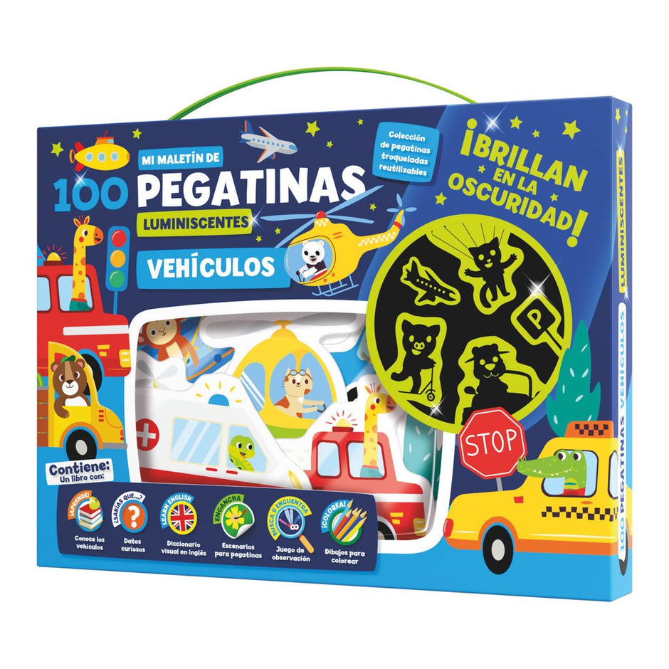 MALETIN 100 PEGATINAS LUMINISCENTES - VEHICULOS