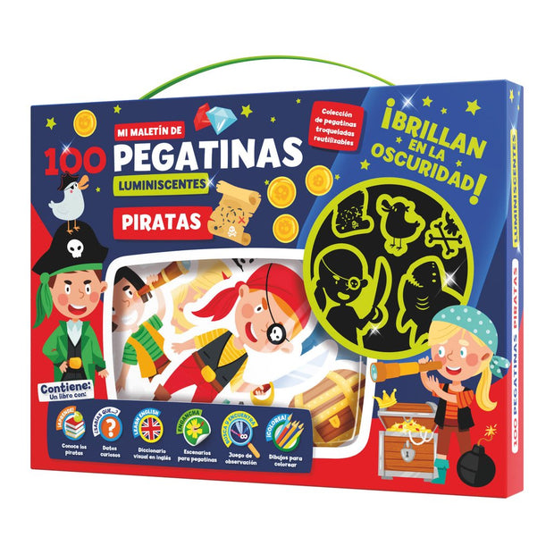MALETIN 100 PEGATINAS LUMINISCENTES - PIRATAS